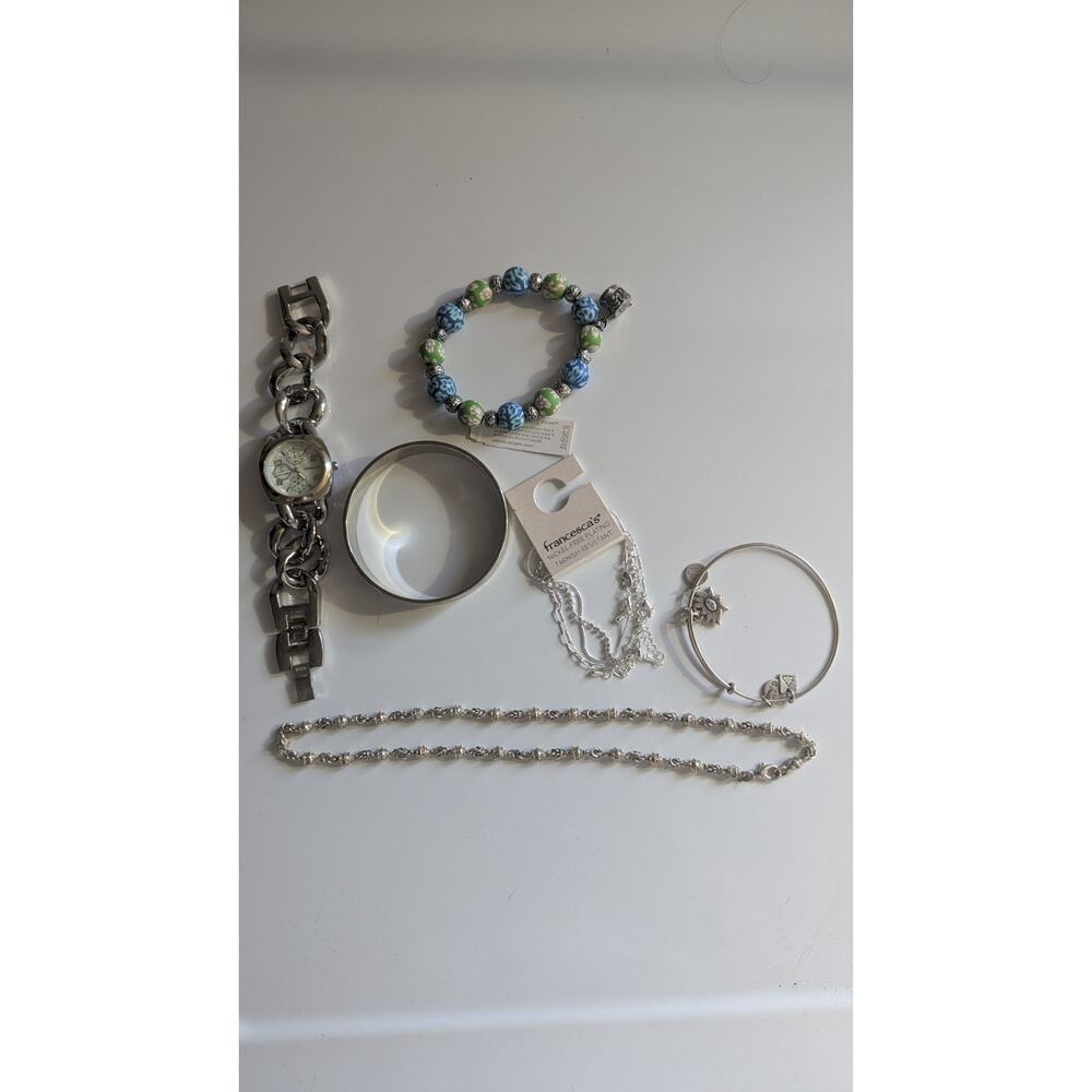 Women’s Jewelry Lot 6pc - Alex and Ani, Alexa’s Angels, Francesca’s, Silver Tone